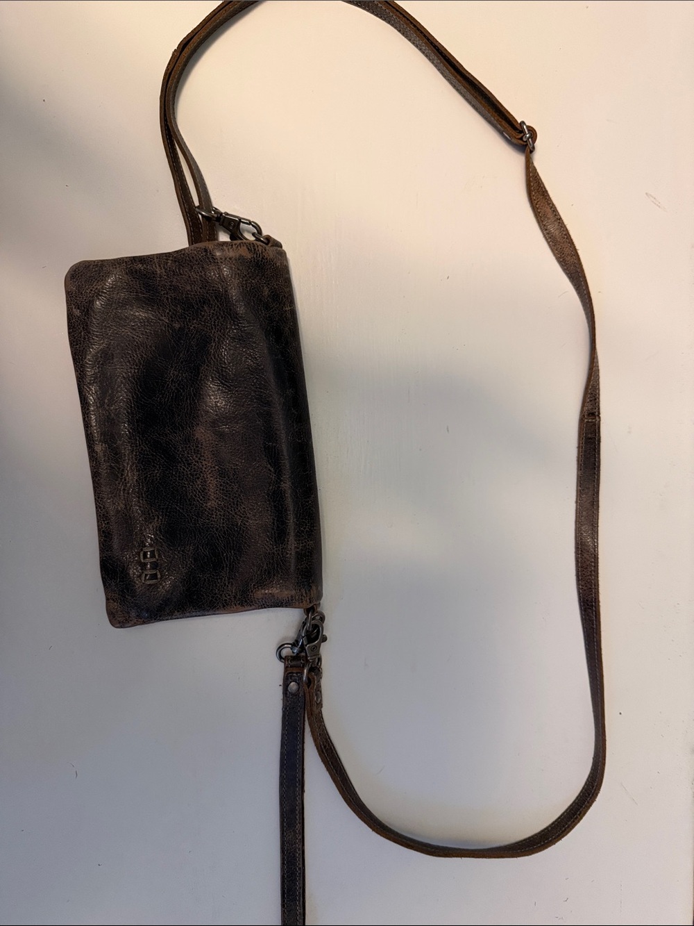 Bed Stu Dark Brown Leather Crossbody Clutch